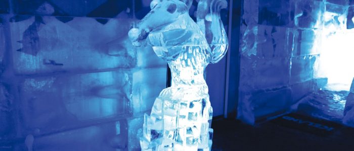 Escultura de esquilo de gelo